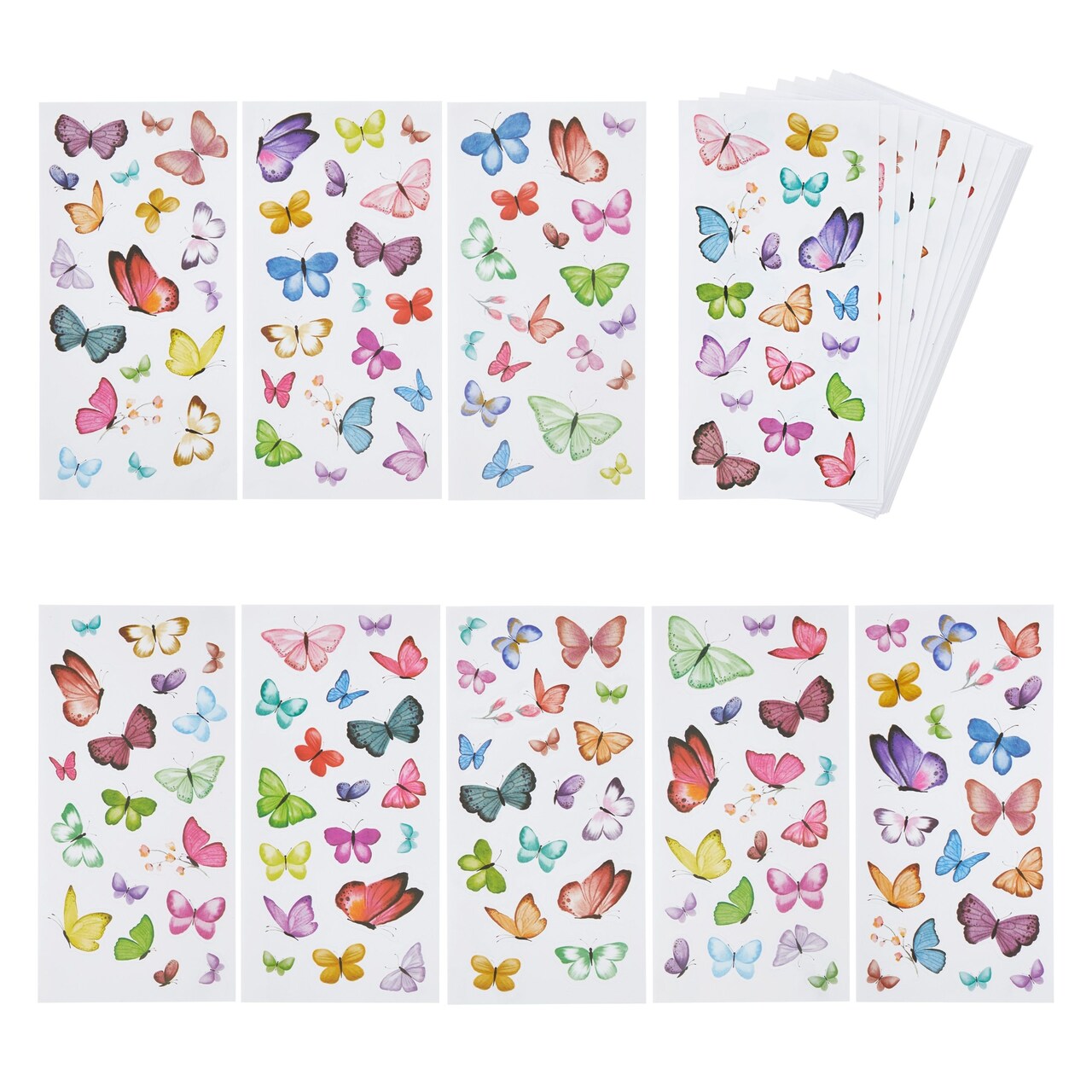 36 Sheets Transparent Butterfly Stickers for Kids, Classroom Reward, DIY Crafts, Round, 9 Designs (1 In)
